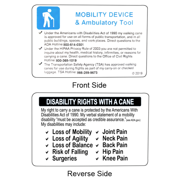 New Mobility Card Plus - Cane Informational - Cane Masters